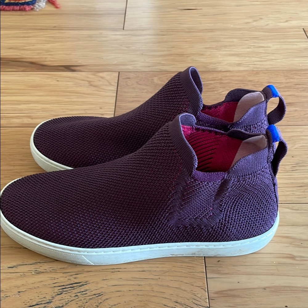 Rothy's Purple Ankle Booties with Knitted Upper
